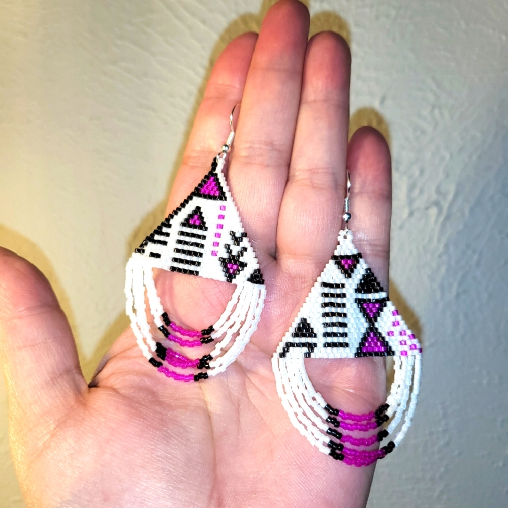Handmade Beaded Looped Fringe Earrings  - FELECITY